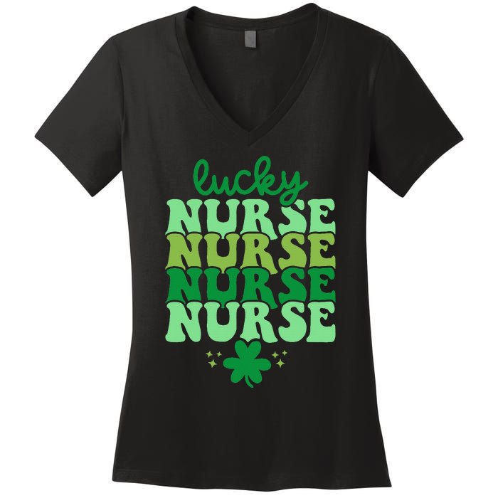 Irish Nurse St Patricks Day Shamrock Stethocsope Women's V-Neck T-Shirt