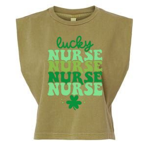 Irish Nurse St Patricks Day Shamrock Stethocsope Garment-Dyed Women's Muscle Tee