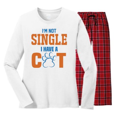 I'm Not Single I Have A Cat Women's Long Sleeve Flannel Pajama Set 