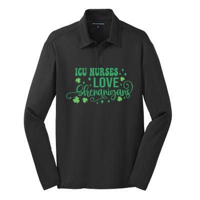 ICU Nurse Squad Goals Funny ICU Nurse Crew St Patrick's Day Silk Touch Performance Long Sleeve Polo