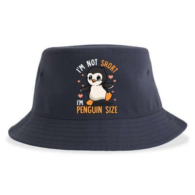 Im Not Short Im Penguin Size Funny Penguins Zoo Animals Sustainable Bucket Hat