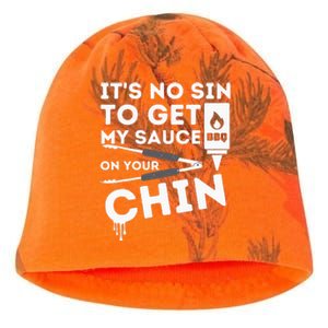 ItS No Sin To Get My Sauce Funny Bbq Smoker Barbecue Grill Kati - Camo Knit Beanie