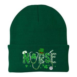 Irish Nurse St Patricks Day Shamrock Stethocsope Knit Cap Winter Beanie