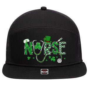 Irish Nurse St Patricks Day Shamrock Stethocsope 7 Panel Mesh Trucker Snapback Hat