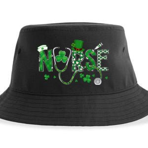 Irish Nurse St Patricks Day Shamrock Stethocsope Sustainable Bucket Hat