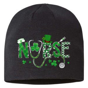 Irish Nurse St Patricks Day Shamrock Stethocsope Sustainable Beanie