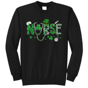 Irish Nurse St Patricks Day Shamrock Stethocsope Tall Sweatshirt