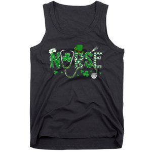 Irish Nurse St Patricks Day Shamrock Stethocsope Tank Top