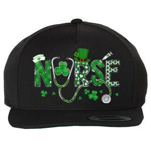 Irish Nurse St Patricks Day Shamrock Stethocsope Wool Snapback Cap