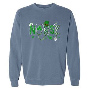 Irish Nurse St Patricks Day Shamrock Stethocsope Garment-Dyed Sweatshirt