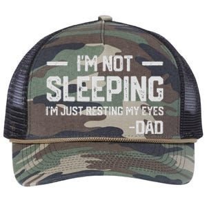 IM Not Sleeping IM Just Resting My Eyes FatherS Day Retro Rope Trucker Hat Cap