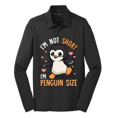 I'm Not Short I'm Penguin Size Funny Penguins Zoo Animals Gift Silk Touch Performance Long Sleeve Polo