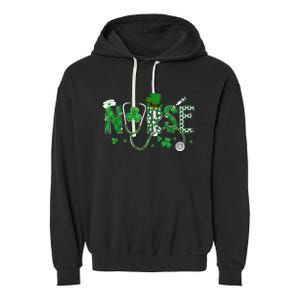 Irish Nurse St Patricks Day Shamrock Stethocsope Garment-Dyed Fleece Hoodie