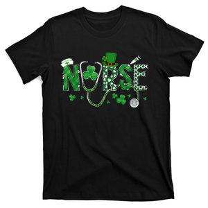 Irish Nurse St Patricks Day Shamrock Stethocsope T-Shirt