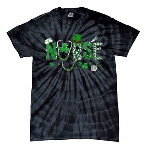 Irish Nurse St Patricks Day Shamrock Stethocsope Tie-Dye T-Shirt