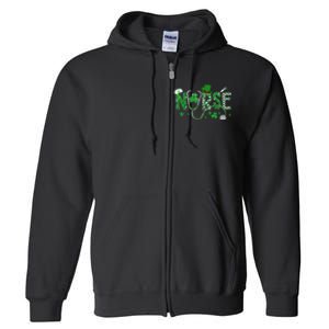 Irish Nurse St Patricks Day Shamrock Stethocsope Full Zip Hoodie