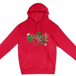 Irish Nurse St Patricks Day Shamrock Stethocsope Premium Pullover Hoodie