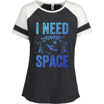 I Need Some Space Astronomy Universe Stars Telescope Cute Gift Enza Ladies Jersey Colorblock Tee