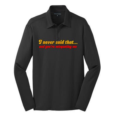 I Never Said That Silk Touch Performance Long Sleeve Polo