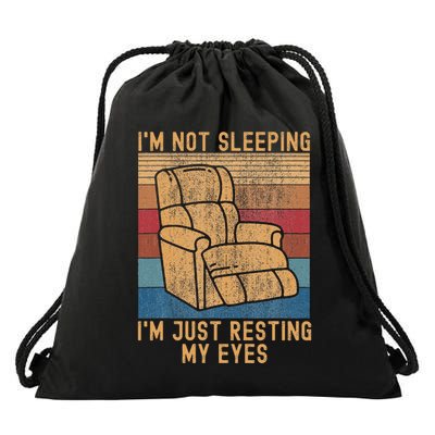 IM Not Sleeping IM Just Resting My Eyes Fathers Dad Joke Drawstring Bag
