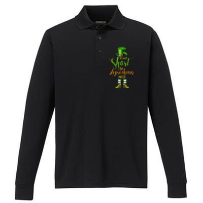 I'm Not Short Leprechaun Size St Patricks Day Funny Performance Long Sleeve Polo