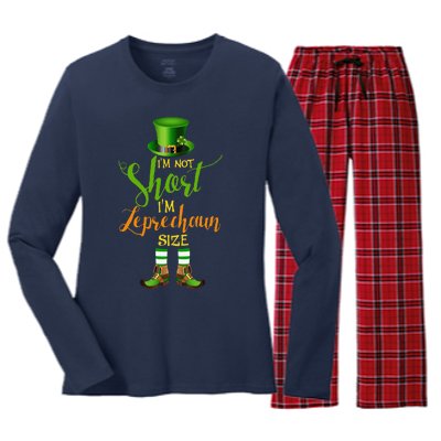 I'm Not Short Leprechaun Size St Patricks Day Funny Women's Long Sleeve Flannel Pajama Set 