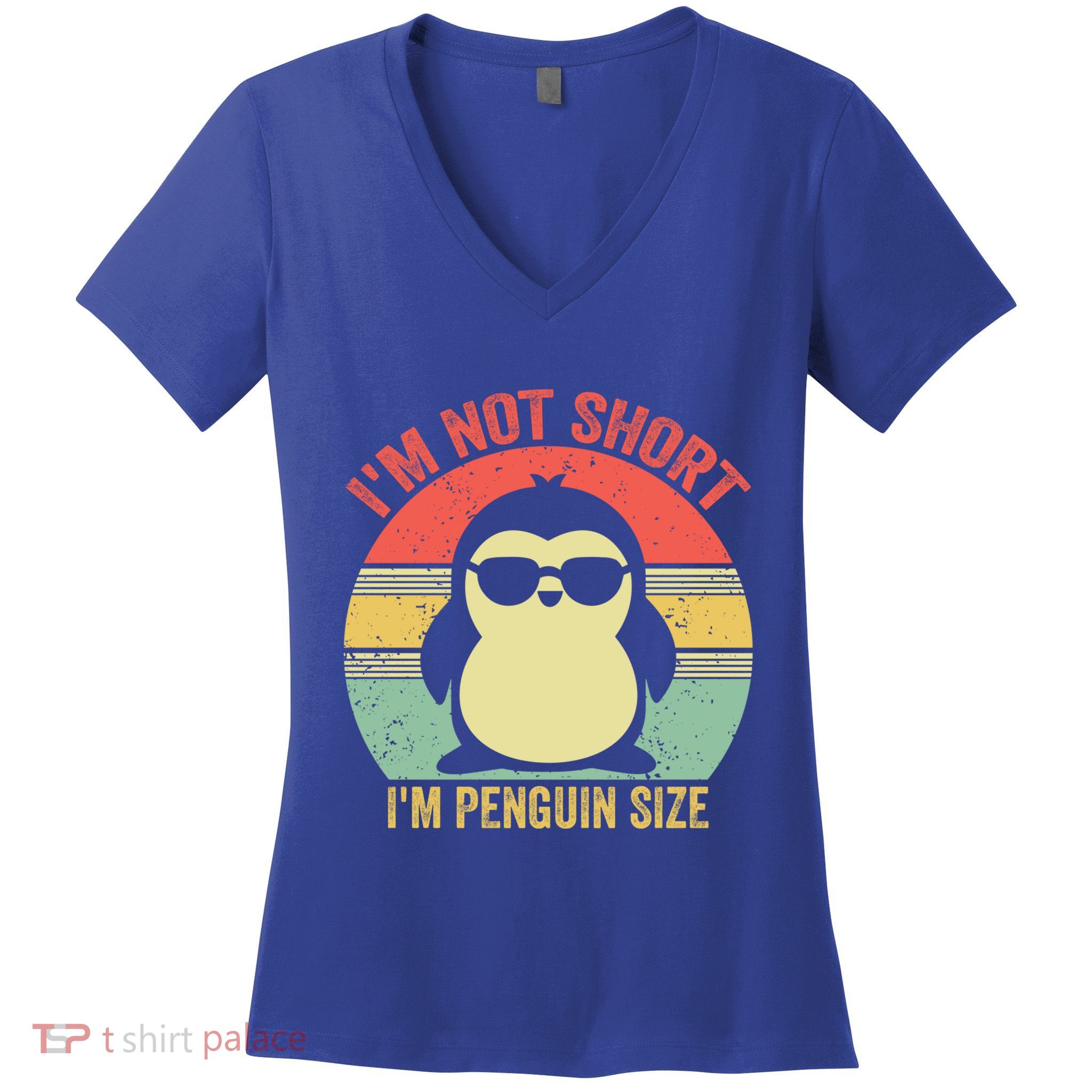 IM Not Short IM Penguin Size Funny Penguin Vintage Animals Gift Women's V-Neck T-Shirt