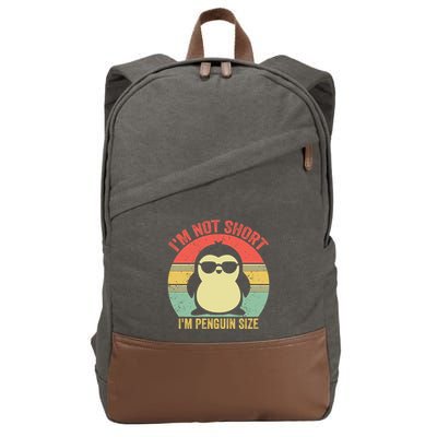 IM Not Short IM Penguin Size Funny Penguin Vintage Animals Gift Cotton Canvas Backpack