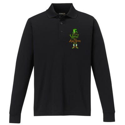 I'm Not Short Leprechaun Size St Patricks Day Funny Performance Long Sleeve Polo