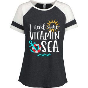 I Need Some Vitamin Sea Summer Vibes Beach Vacay Summertime Cool Gift Enza Ladies Jersey Colorblock Tee