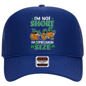 I'm Not Short I'm Leprechaun Size Cute Gnomes High Crown Mesh Back Trucker Hat