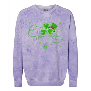 Irish Nurse St Patricks Day Shamrock Stethocsope Colorblast Crewneck Sweatshirt