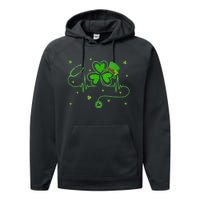 Irish Nurse St Patricks Day Shamrock Stethocsope Performance Fleece Hoodie