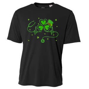 Irish Nurse St Patricks Day Shamrock Stethocsope Cooling Performance Crew T-Shirt