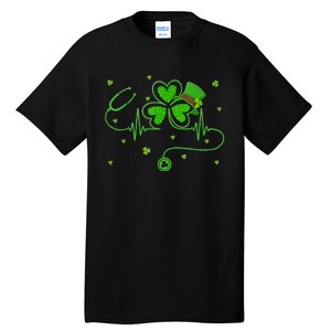 Irish Nurse St Patricks Day Shamrock Stethocsope Tall T-Shirt