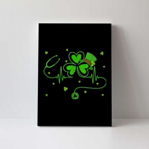 Irish Nurse St Patricks Day Shamrock Stethocsope Canvas