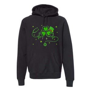 Irish Nurse St Patricks Day Shamrock Stethocsope Premium Hoodie