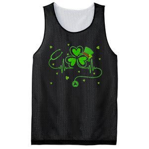 Irish Nurse St Patricks Day Shamrock Stethocsope Mesh Reversible Basketball Jersey Tank