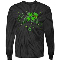 Irish Nurse St Patricks Day Shamrock Stethocsope Tie-Dye Long Sleeve Shirt