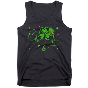 Irish Nurse St Patricks Day Shamrock Stethocsope Tank Top