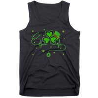 Irish Nurse St Patricks Day Shamrock Stethocsope Tank Top