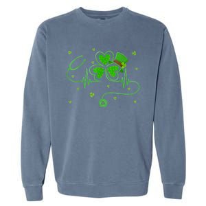 Irish Nurse St Patricks Day Shamrock Stethocsope Garment-Dyed Sweatshirt