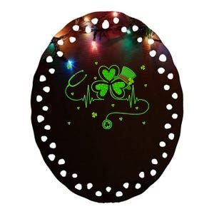 Irish Nurse St Patricks Day Shamrock Stethocsope Ceramic Oval Ornament