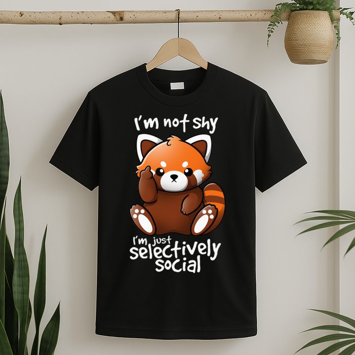 Im Not Shy Im Just Selectively Social Red Panda Antisocial T-Shirt