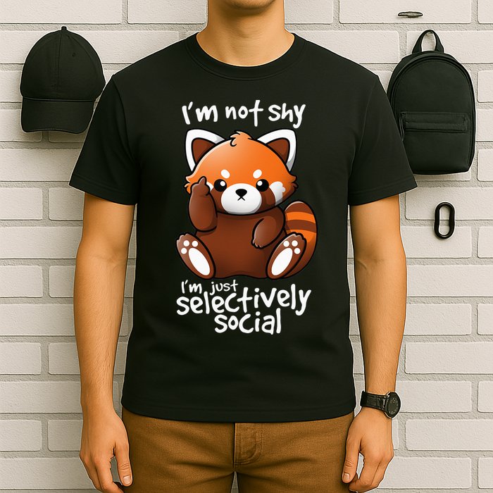 Im Not Shy Im Just Selectively Social Red Panda Antisocial T-Shirt