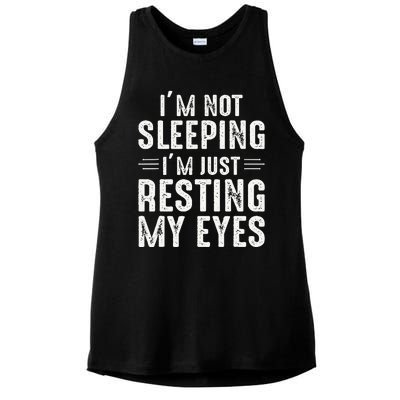 Im Not Sleeping Im Just Resting My Eyes Dad Joke Ladies PosiCharge Tri-Blend Wicking Tank