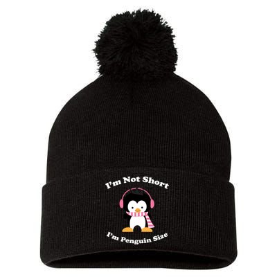 I'm Not Short I'm Penguin Size Pom Pom 12in Knit Beanie