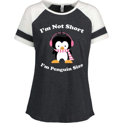 I'm Not Short I'm Penguin Size Enza Ladies Jersey Colorblock Tee