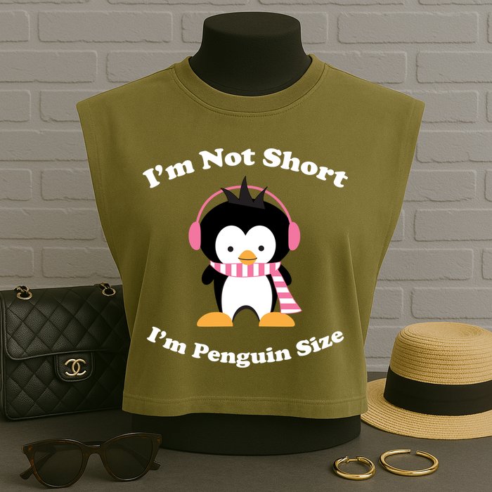 I'm Not Short I'm Penguin Size Garment-Dyed Women's Muscle Tee