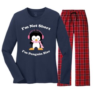 I'm Not Short I'm Penguin Size Women's Long Sleeve Flannel Pajama Set 